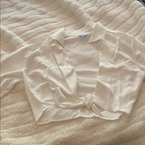 White Front Tie Crop Top